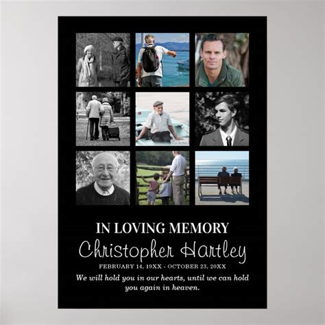 Sympathy Photo Collage In Loving Memory Funeral Poster Zazzle