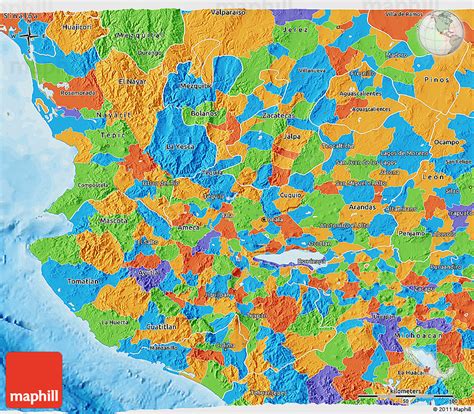 Political 3d Map Of Jalisco