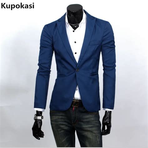 New Fashion Casual Men Blazer Cotton Slim Single Button Suit Blazer
