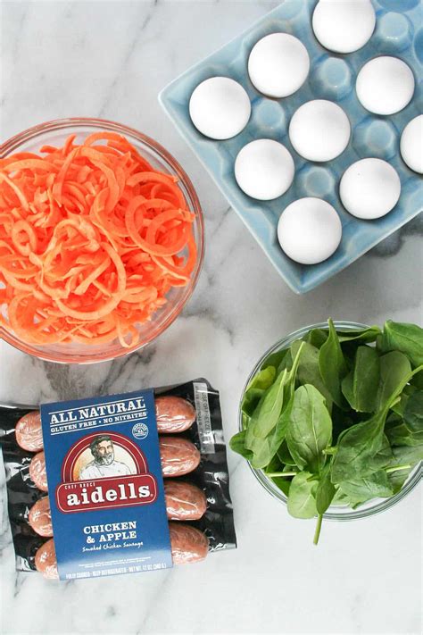 Sweet Potato Spinach And Chicken Sausage Frittata Hungry By Nature