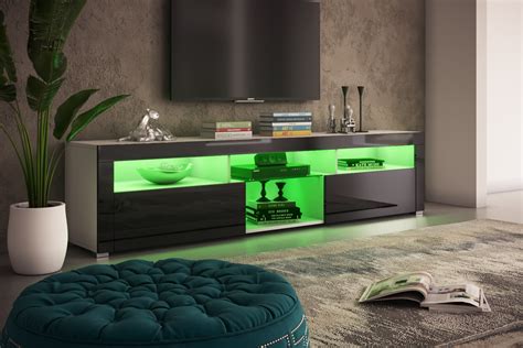 Тумба под тв белая с подсветкой - 80 фото