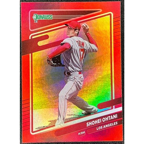 Mlb 球員卡 美國職棒 Shohei Ohtani 大谷翔平 2021 Donruss Red 亮面 蝦皮購物