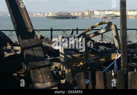 Brighton's West Pier on fire. Brighton, East Sussex. England Stock ...