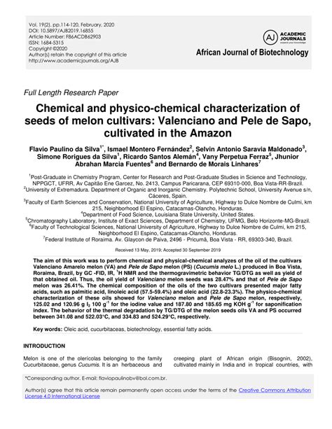 PDF African Journal Of Biotechnology Chemical And Physico Chemical