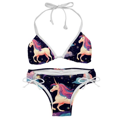 Starry Unicorn Women S Swimsuit Bikini Set Detachable Sponge