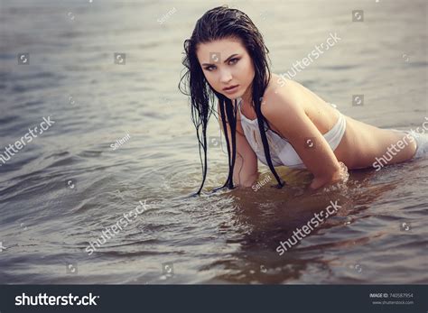 Adorable Sexy Girl Bikini Enjoying Summer Stock Photo