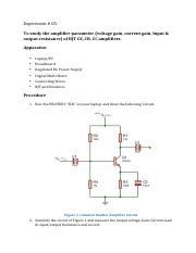 A D Electronic Lab Report 04 Pdf Experiment 05 To Study The