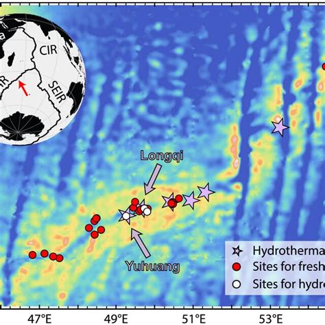 Bathymetry Map With Known Hydrothermal Vents And Sampling Sites The