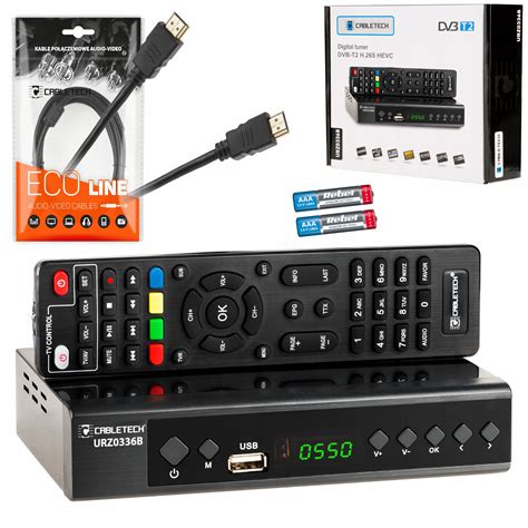 Tuner Dekoder Tv Dvb T H Hevc Usb Cabletech Kabel Hdmi Zestaw