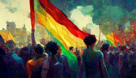 Hermosa ilustración animada del orgullo gay marcha del orgullo Foto Premium