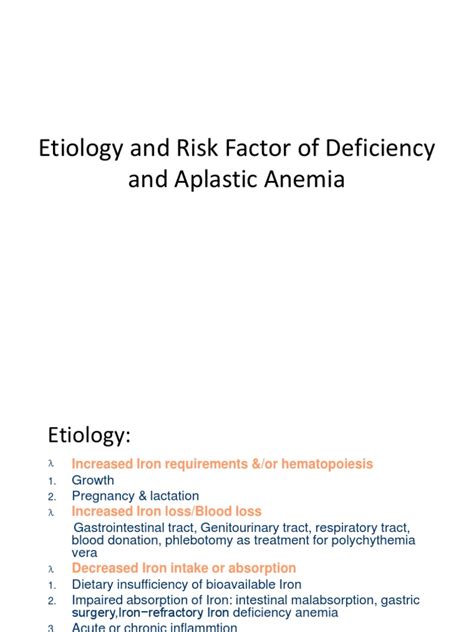 Etiology And Risk Factor Of Deficiency And Aplastic Pdf