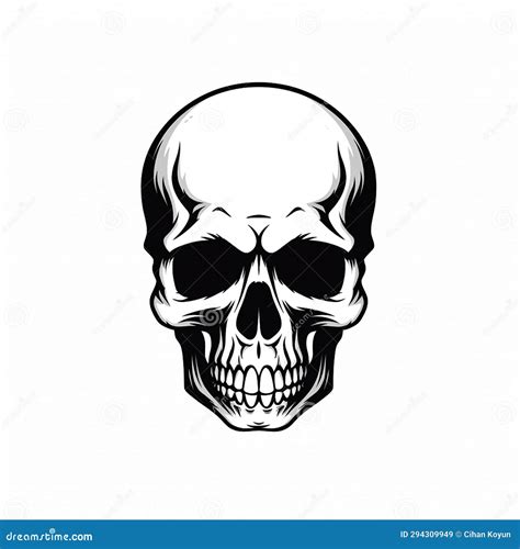 Halloween Skull Silhouette Vintage Hand-Drawn Icon Stock Illustration ...