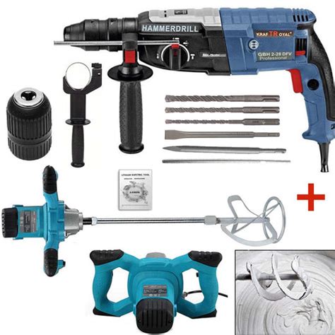 Промо Немски комплект Перфоратор 1600W + Строителен Миксер за бетон We ...