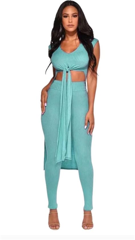 Summer Blue Pants Set Suits For Women Clothes For Women Two Piece