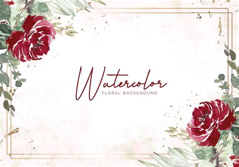 Burgundy Watercolor Floral Background Graphic By Dzynee Creative Fabrica