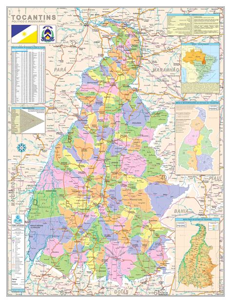 Mapa Do Estado De Tocantins Político E Rodoviário - Ref: 534 - 07 ...