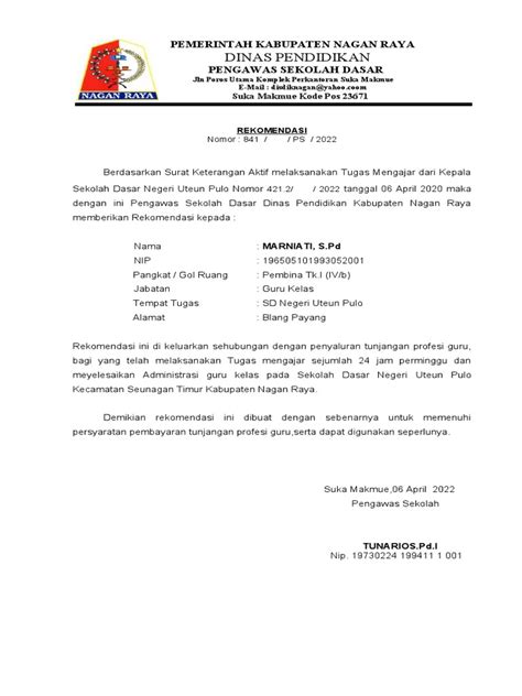 Rekom Pengawas Guru Pdf