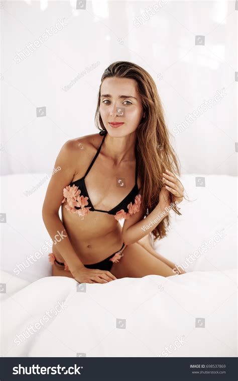 Bikini Model Beautiful Sexy Brunette Girl Stock Photo 698537869 Shutterstock