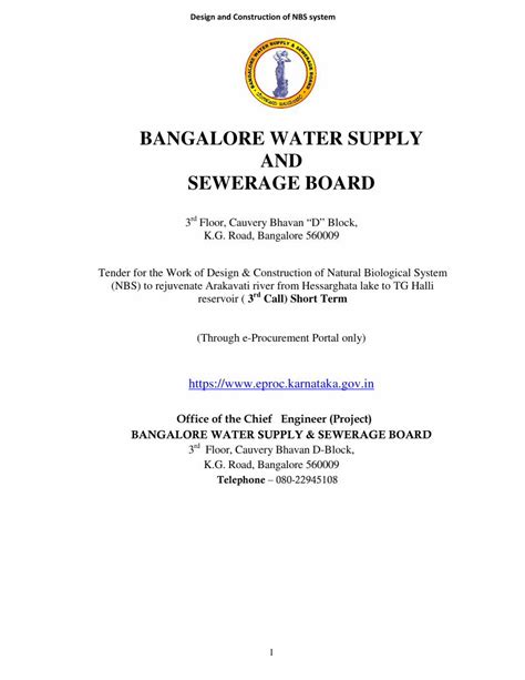 Pdf Bangalore Water Supply And Sewerage … And Construction Of Nbs