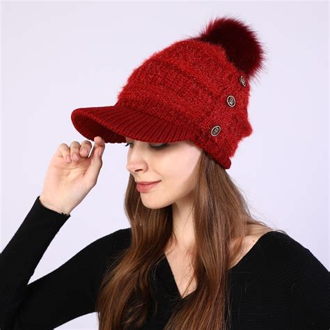 Casquette Bonnet Visi Re Pour Femme En Laine Tricot Chaud Avec