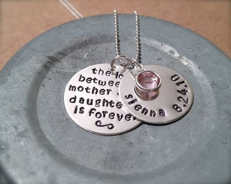 The Love Between Mother Daughter Necklace With Name And Date Etsy Daughter Necklace Mother