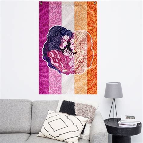 Lesbian Sunset Pride Flag Lesbian Pride Wall Flag Lgbtq Etsy