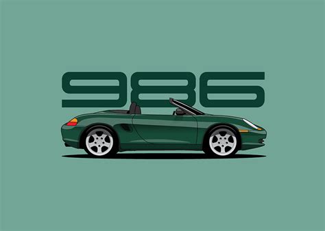 Porsche 986 Boxster Classic Illustration Green Digital Art By John