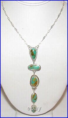 Navajo Royston Turquoise Lariat Necklace Sterling Silver K Pino