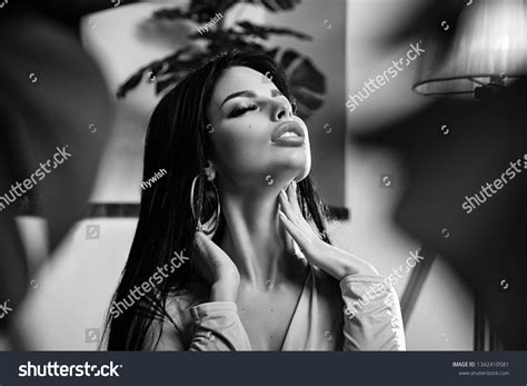 Attractive Sexy Brunette Portrait Black White Stock Photo 1342410581 Shutterstock
