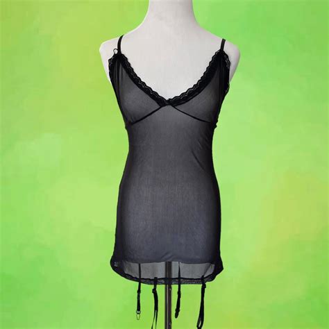 Black Lace Cami Teddy Lingerie Dress With Lace Depop