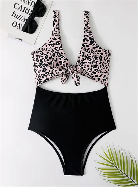 Womens Leopard Print Three Point Split Sexy Bikini Swimsuit Brown Toris Aesthetics