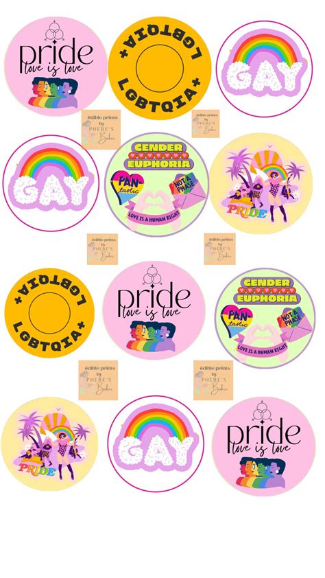 Pride Cupcake Toppers Edible Cupcakes Toppers Gay Cupcakes Etsy