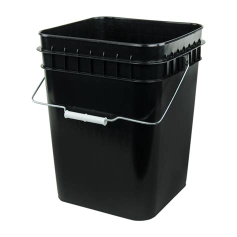 Economy Black 4 Gallon Square Bucket Us Plastic Corp