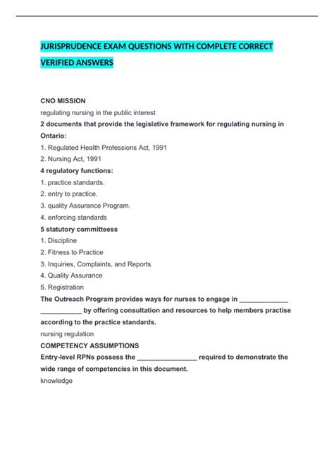 Jurisprudence Exam Answers 5