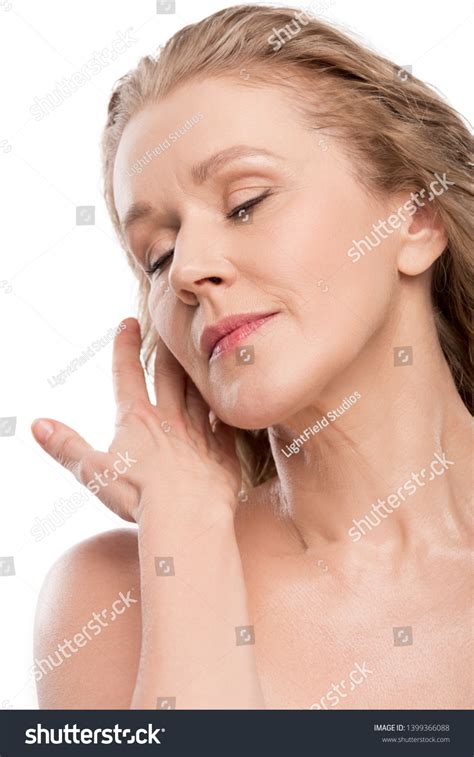 Beautiful Mature Woman Perfect Skin Touching Stock Photo Shutterstock