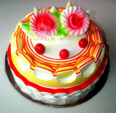 Kg Fresh And Delicious Vanilla Cake With Fruit Flower Design For Any