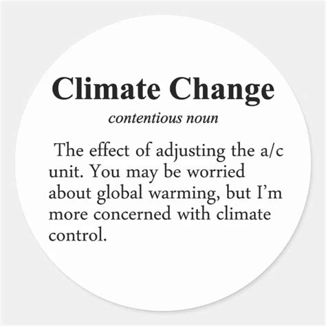 Climate Change Definition Classic Round Sticker Zazzle