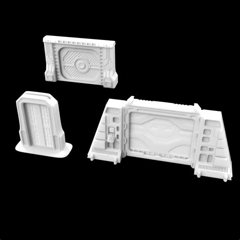 PACK 3 SCI FI OPENABLE DOORS PRINTABLE 3D MODEL 3D Model 3D Printable