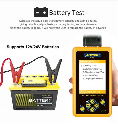 AUTOOL BT460 TFT 4inch Colorful Display Car Battery Tester Analyzer For