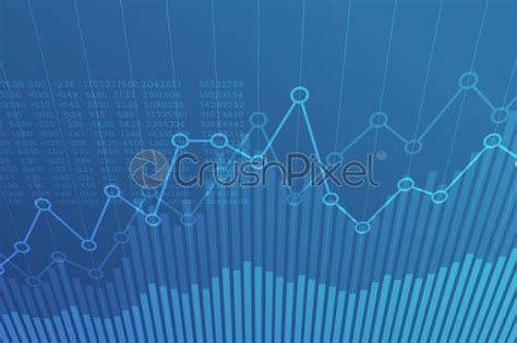 Abstract Financial Chart With Uptrend Line Graph On Blue Background