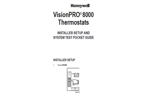 Honeywell Visionpro® 8000 Thermostat Installer Manual Manualsbooks