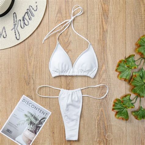 Microbikini Extreme Con Tanga Para Mujer Traje De Baño Blanco Bikini Brasileño Sexy Buy Micro
