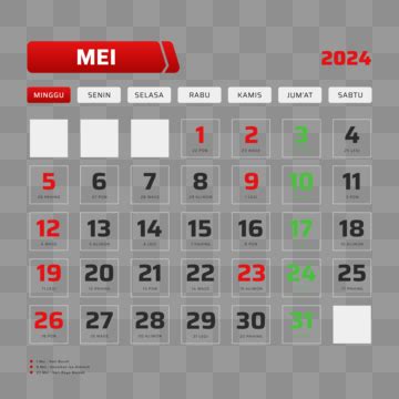 Plantilla De Calendario Del Calendario De Indonesia Vector Png