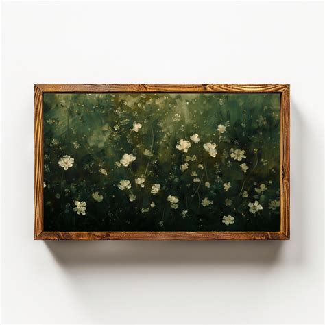 Frame Tv Art Abstract Oil Painting Digital Download White Flowers