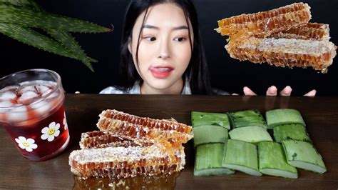 달달한 콧물~ 벌집꿀 알로에 먹방🍯🌵ㅣhoneycomb And Aloe Vera Mukbangㅣkorean Eating