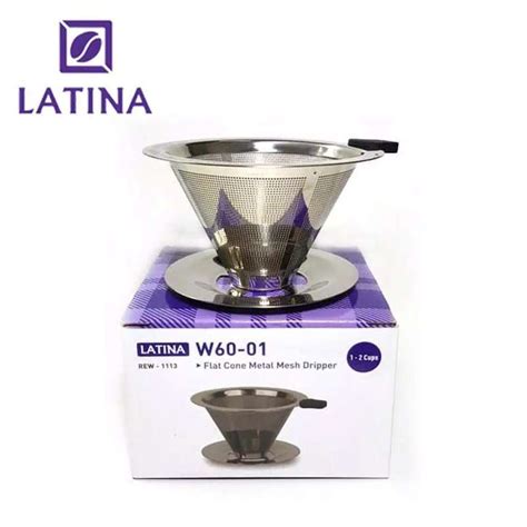 Promo Latina W60 01 Metal Dripper Flat Cone REW 1113 Stainless Mesh