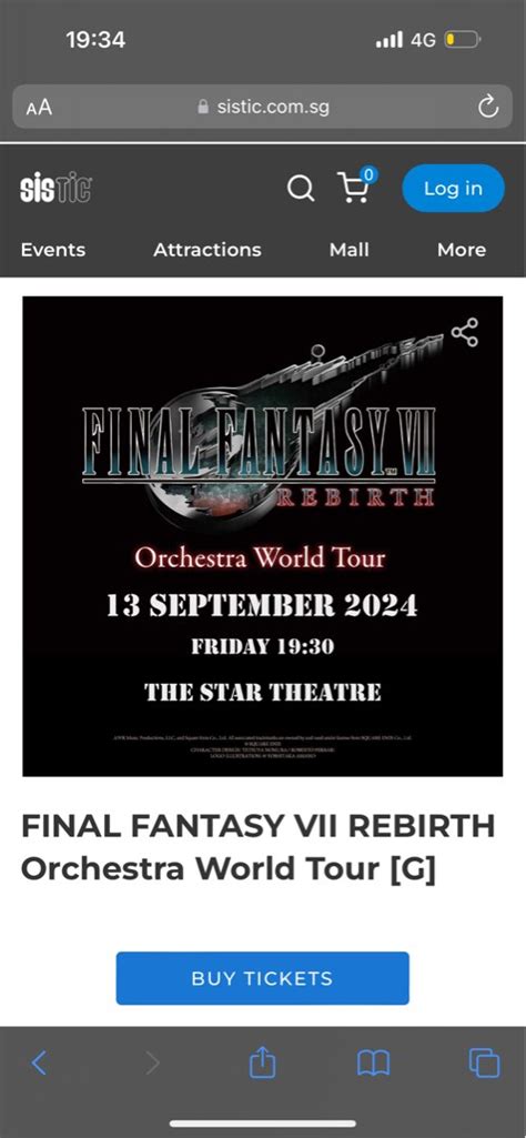 Final Fantasy Vii Rebirth Orchestra World Tour G Tickets And Vouchers