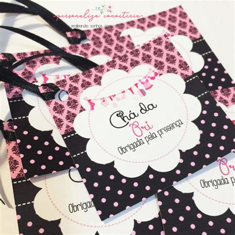 Tag Lembrancinha Chá de Lingerie Oncinha Cetim 4cm Elo7