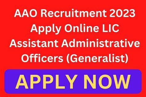 Aao Recruitment Apply Online Lic Assistant Administrative Officers