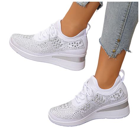 Dakaela Women's Glitter Fashion Sneakers Sparkly Platform Wedge Walking